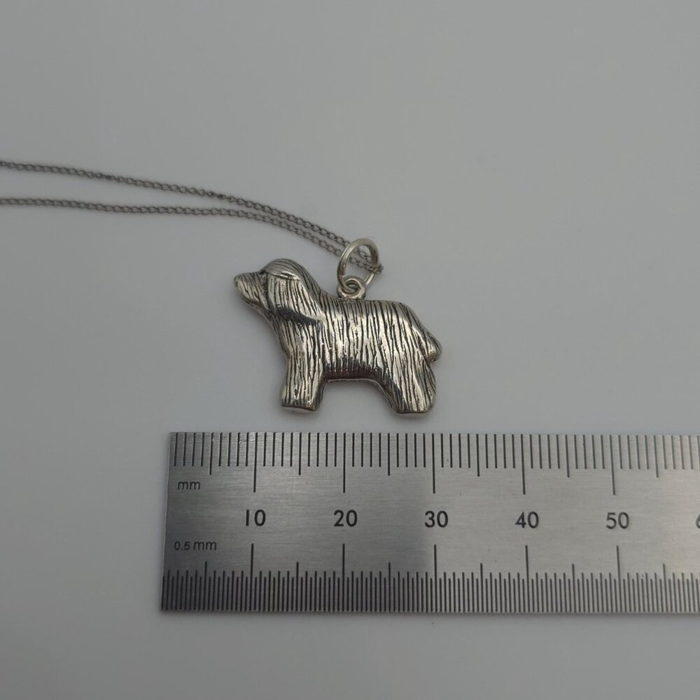 18 Inch Sterling Silver Sheep Dog Pendant Necklace A1404 - Picture 5 of 6